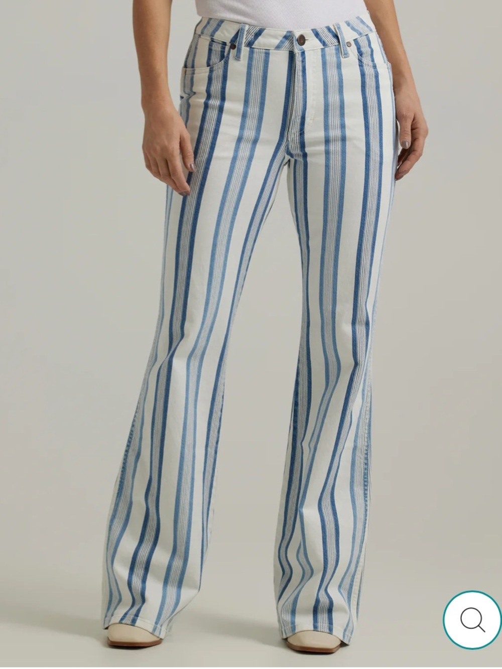 WRANGLER Blue Stripe Gabby Retro Bailey Flare Jean Size 26x34 - Picture 5 of 14